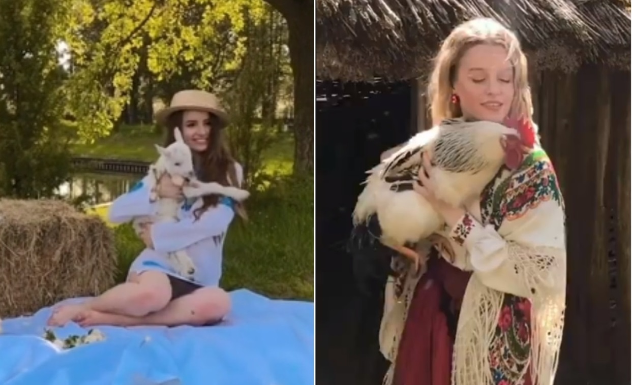 Ілона захопила на зйомку півня, Анастасія - козеня