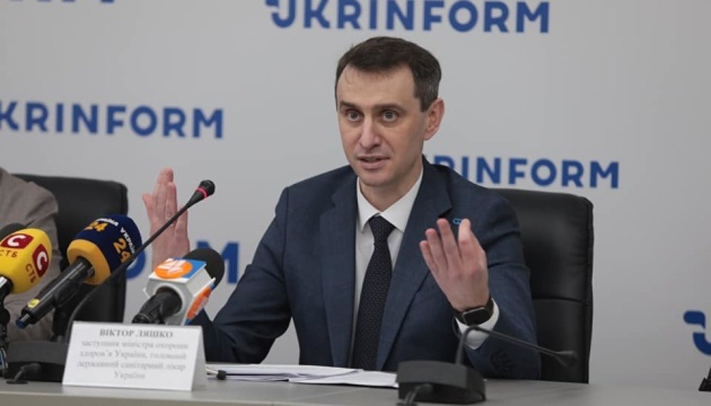 Головний санітарний лікар Віктор Ляшко під час брифінгу в Києві 