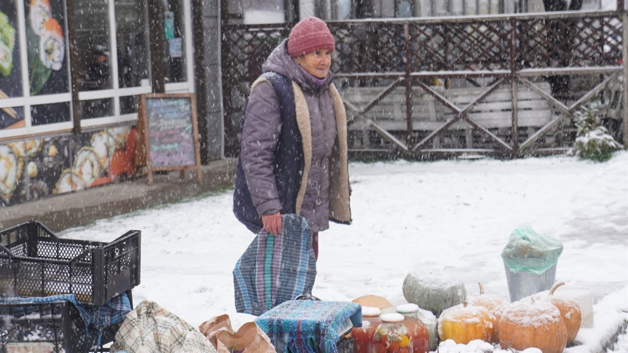 Гарбузи вже сховалися під сніговими шапочками