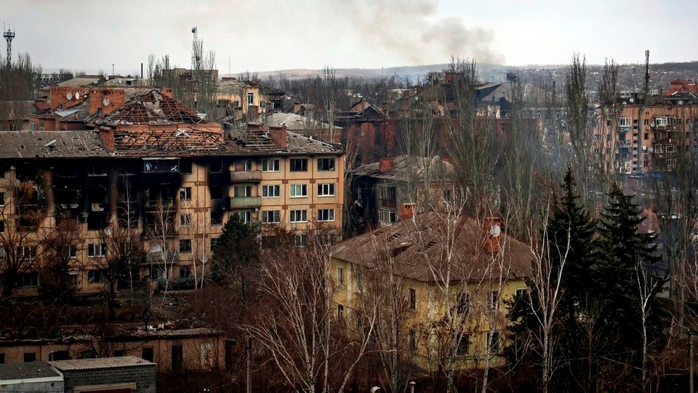 Вид на місто Бахмут, 15 березня 2023 року
