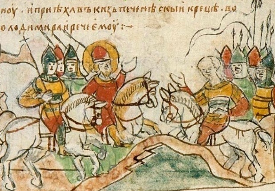Лави руських та печенізьких військ на Трубежі. Малюнок із Радзивілівського літопису