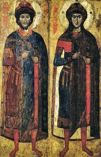 Ікона «Борис і Гліб», середина ХІІІ ст., Київ, Національний музей «Київська картинна галерея»
