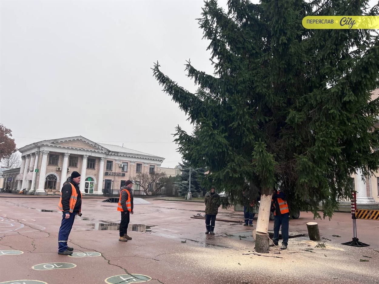 У Переяславі вперше від початку повномасштабної війни встановили головну ялинку на центральній площі