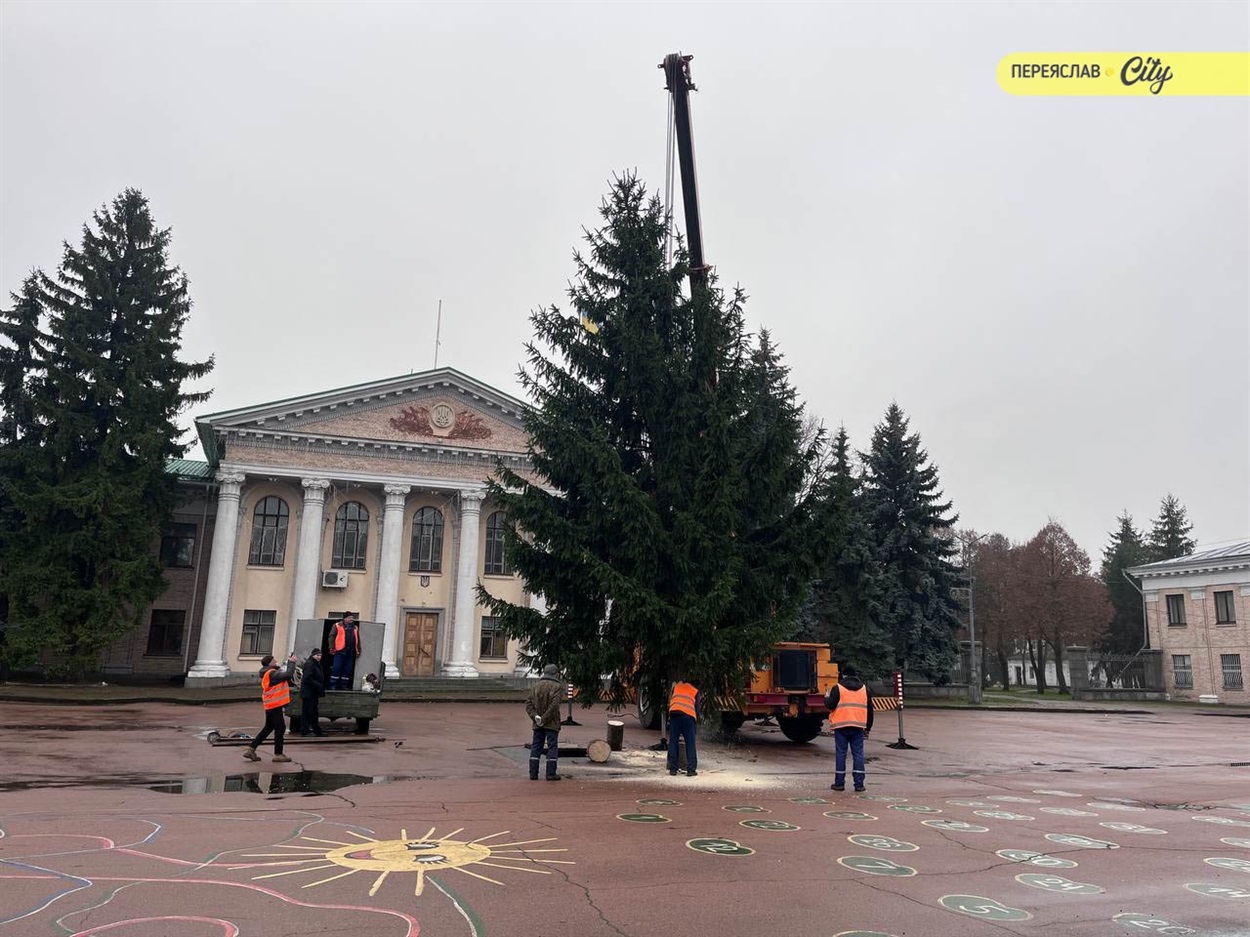 У Переяславі вперше від початку повномасштабної війни встановили головну ялинку на центральній площі