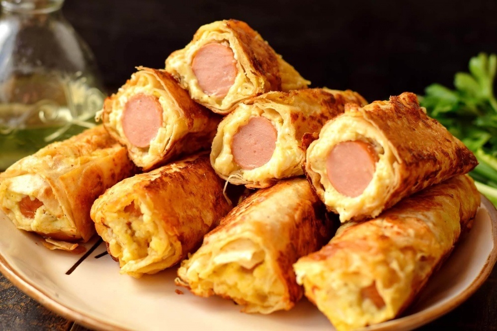 Сосиски із сиром і лаваші рецепт 