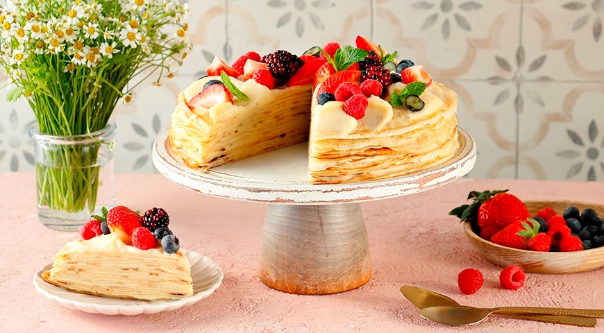 Млинцевий торт із заварним кремом рецепт