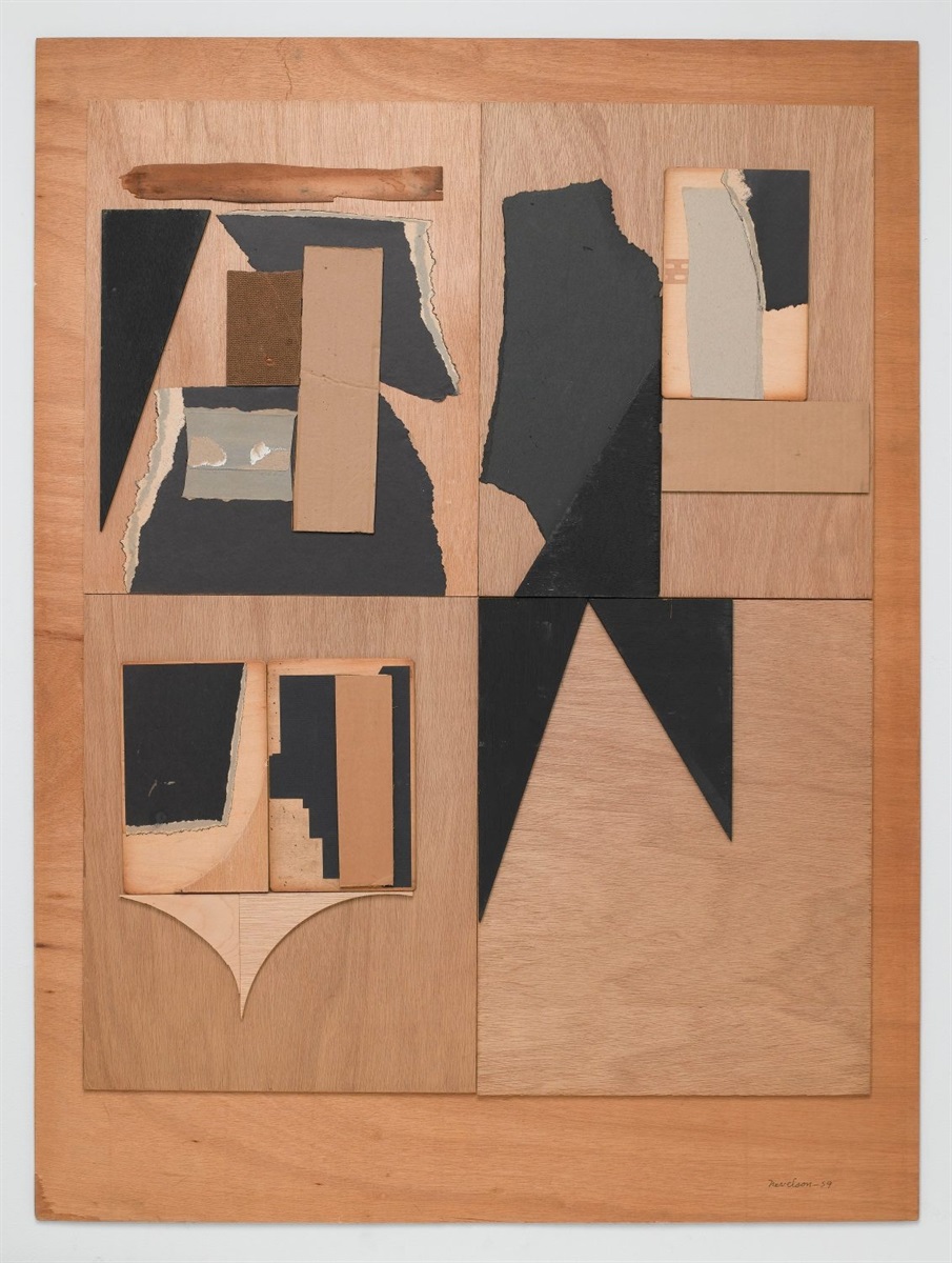 Луїза Невельсон, «Без назви» (Untitled), 1959, колаж із картону, мазоніту, фарби, паперу та дерева на дошці, 121,9 x 91,4 см