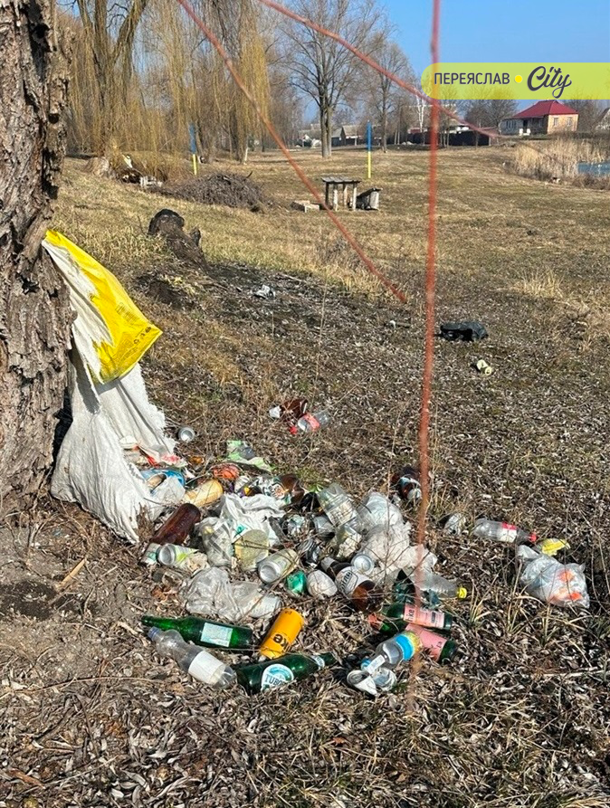 Прибережна територія ставка в Дем'янцях облаштована для відпрчинку, але поки не прибрана 